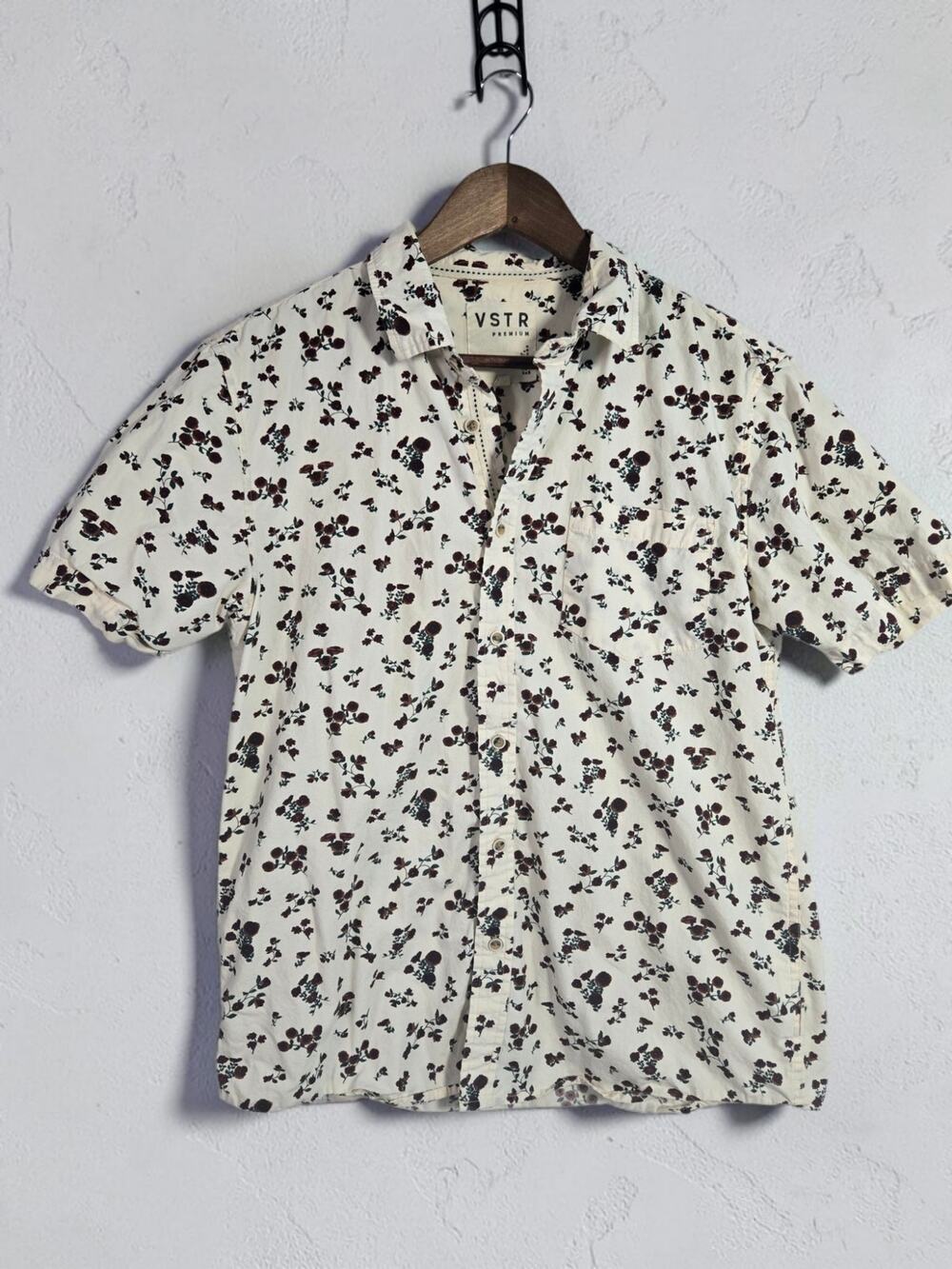 VSTR Premium Cream Button‑Up Shirt Men’s Size M 100% Cotton